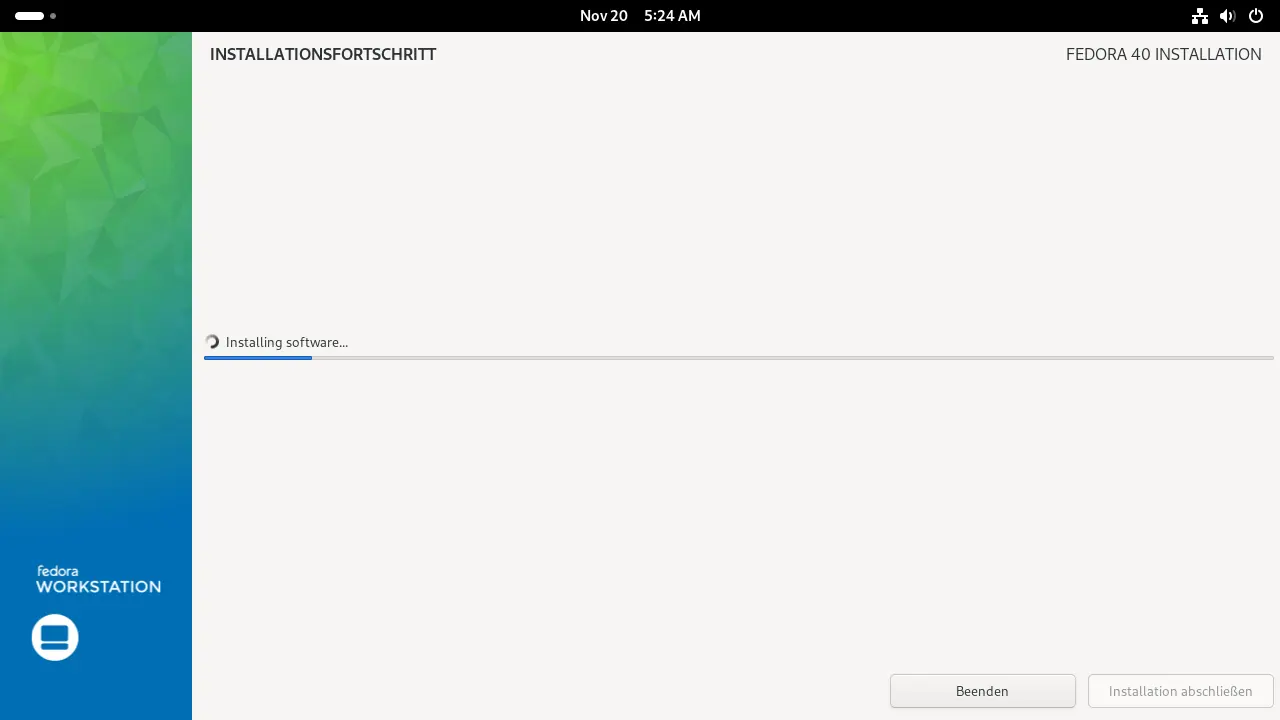 Bild: Fortschrittsbalken der Installation