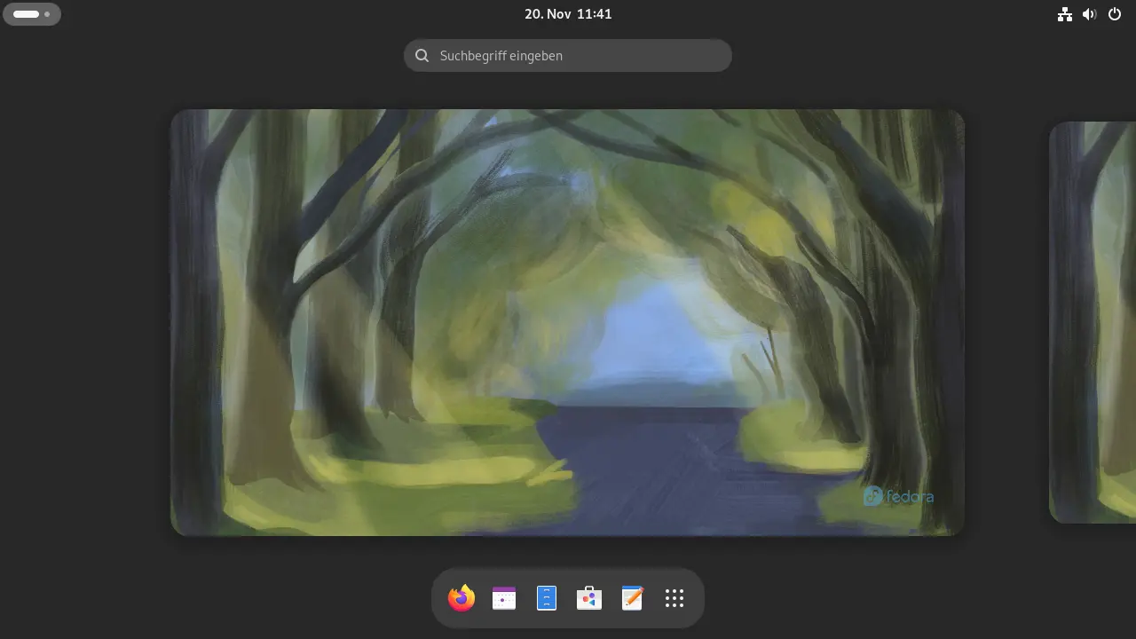Bild: Die GNOME Arbeitsfläche.
