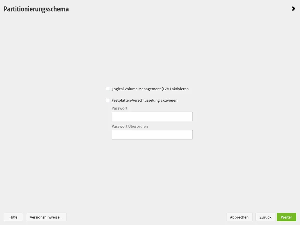 Bild: Geführtes Setup LVM