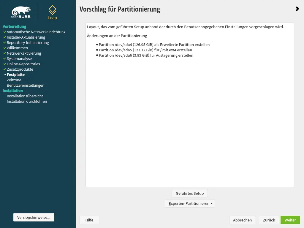 Bild: Partitionierung nach der Bearbeitung