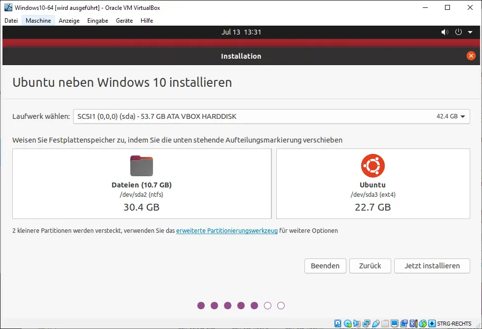 Bild: Grafische Darstellung der geplanten Festplattenstruktur.