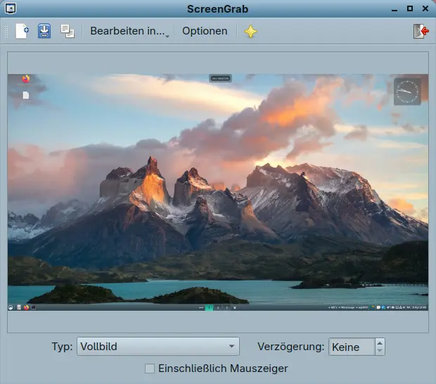 Bild: LXQt Screengrab nach dem Start mit einer Aufnahme.