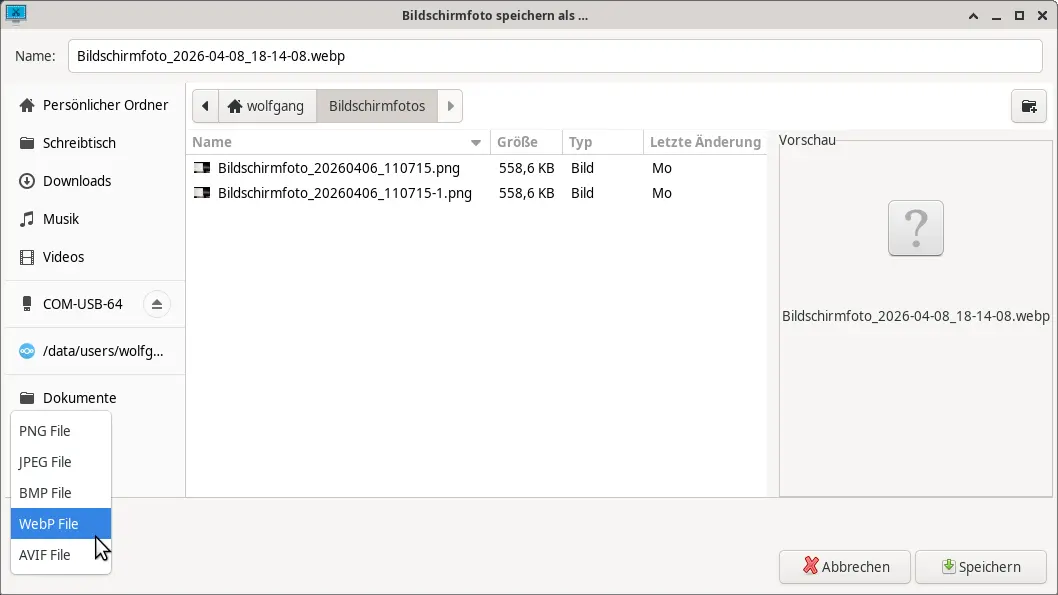 Bild: Xfce Screenshooter nach der Aufnahme.
