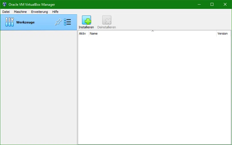 Bild: Bildschirm mit leerer Liste von zusatzpaketen.