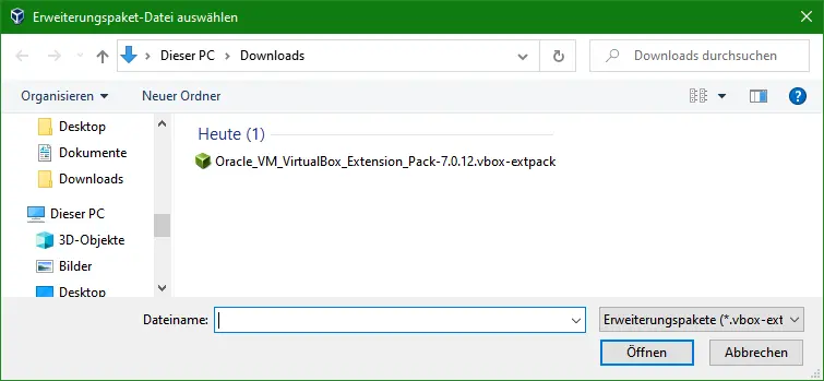 Bild: Bildschirm mit dem gestarteten Dateimanager.