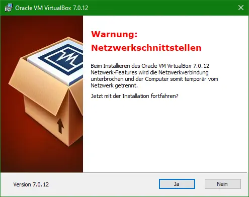 Bild: Warnung vor Netzwerkausfall.