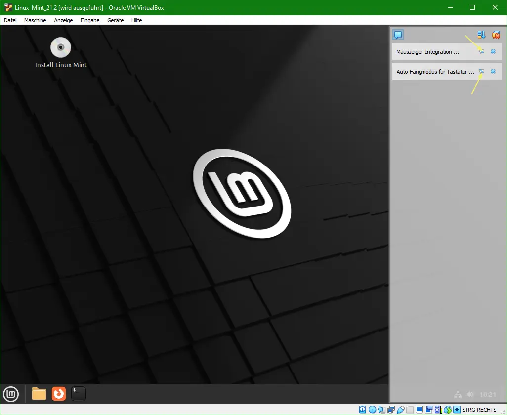 Bild: Linux-Mint vor der Intallation