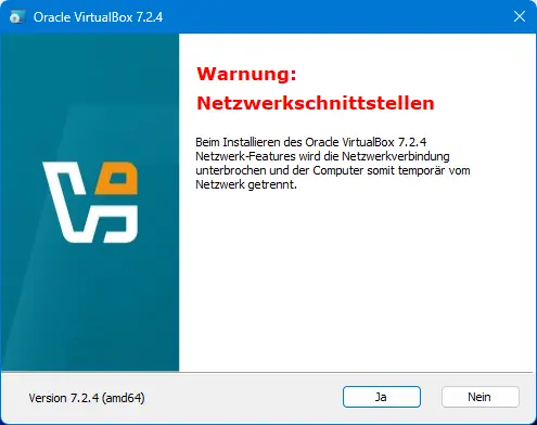 Bild: Warnung vor Netzwerkausfall.