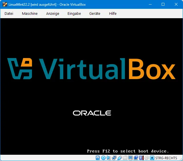 Bild: Der Startbildschirm einer VM